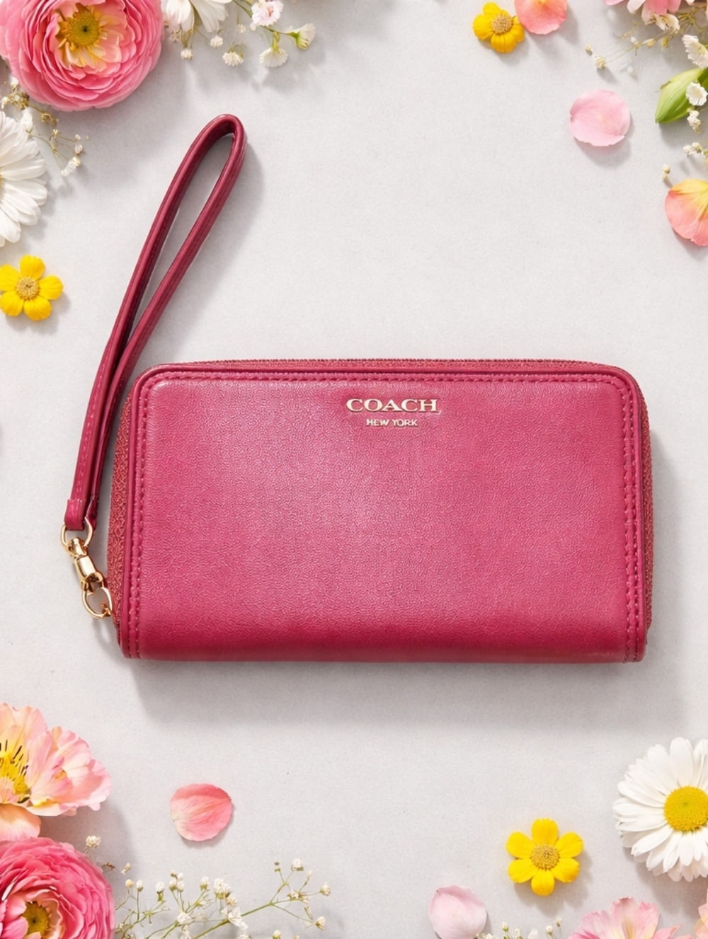 Coach Magenta Zip Wallet Wristlet
